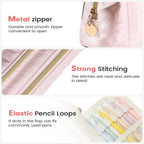Sooez Soft Pencil Case Pouch with Zipper, Beige - In use