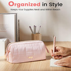 Sooez Soft Pencil Case Pouch with Zipper, Beige - Packaging