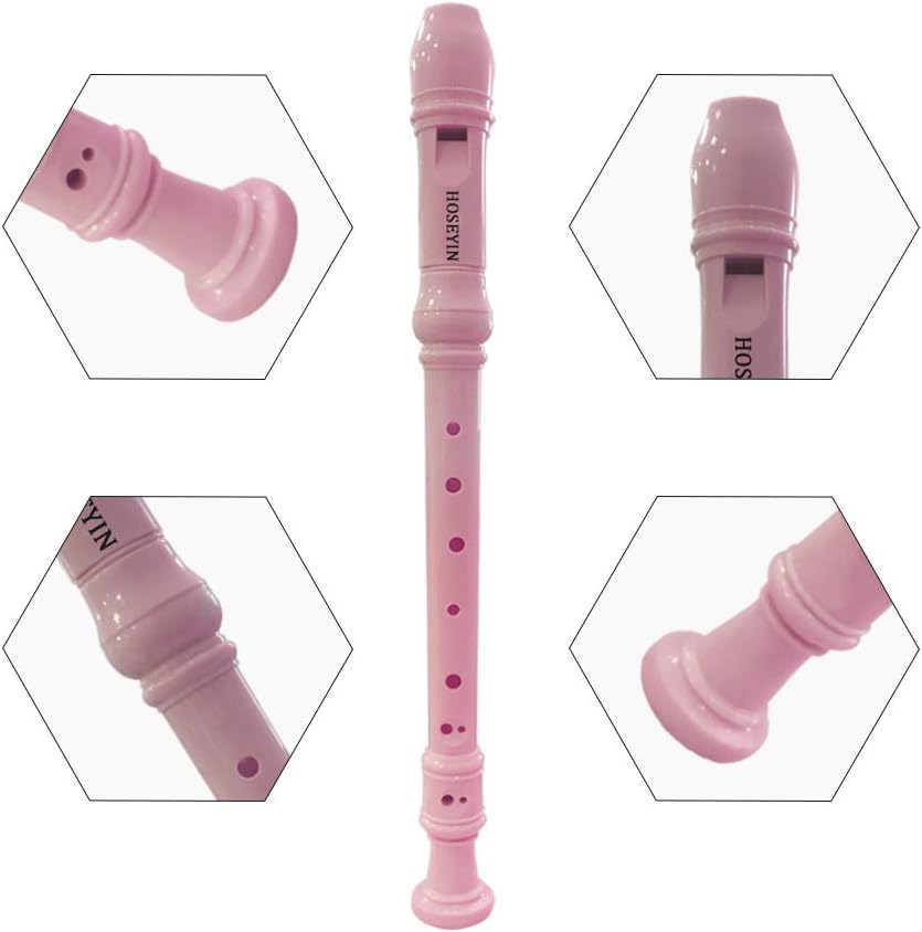 Hoseyin Soprano Recorder, C Key, Pink - Close-up