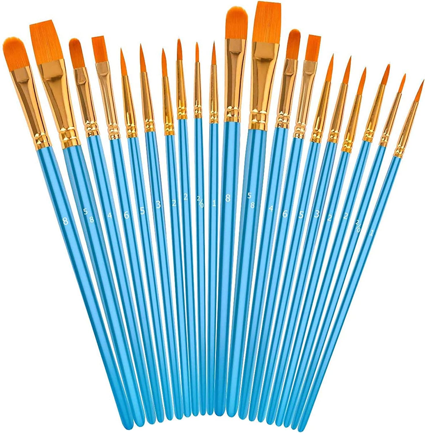 Soucolor 20-Pc Pointed Tip Artist Paintbrush Set