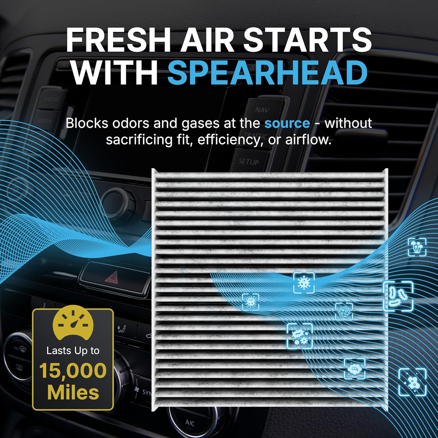 Spearhead Odor Defense Cabin Air Filter BE-157 - Size reference