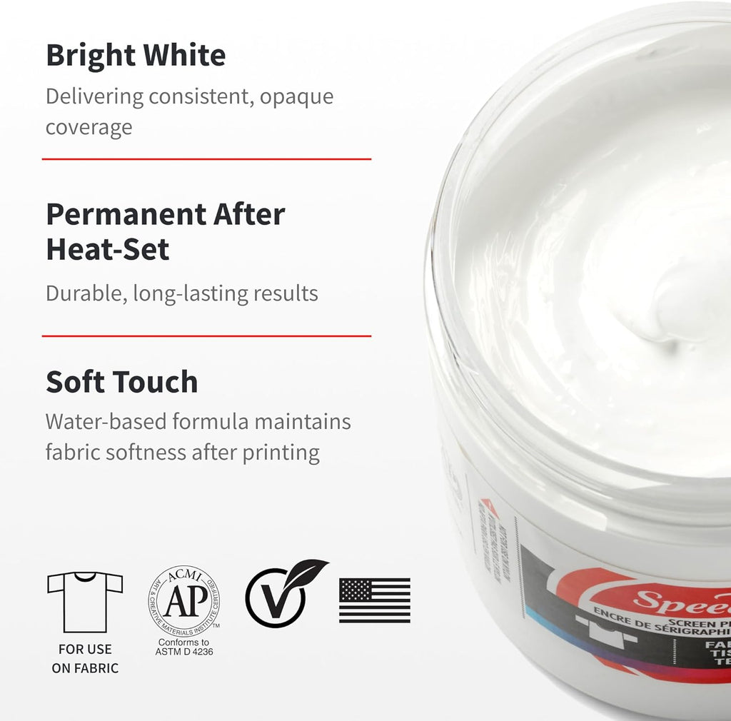 Speedball Fabric Screen Printing Ink, 8 oz White - Alternate angle