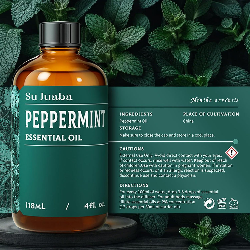 SU JUABA Peppermint Oil for Hair and Diffuser - Packaging