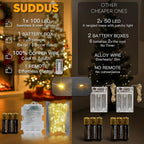 Suddus Fairy Lights, 33ft 100 LED with Remote - Size reference