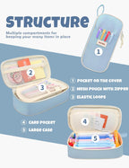 Sunee Large Zipper Pencil Case, Blue - Alternate angle