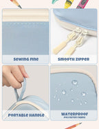 Sunee Large Zipper Pencil Case, Blue - Size reference