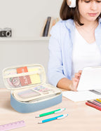 Sunee Large Zipper Pencil Case, Blue - Additional view
