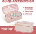 SUNEE Large Capacity Pencil Case, Pink - Alternate angle
