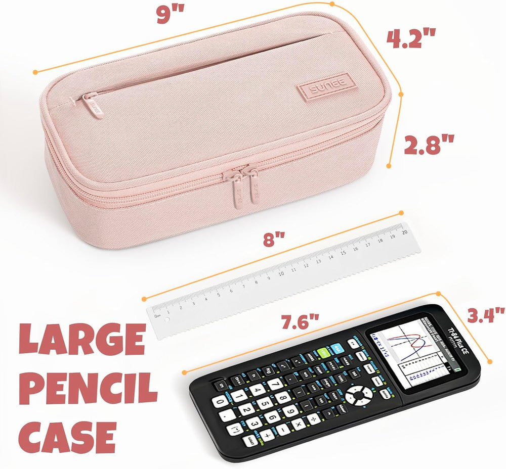 SUNEE Large Capacity Pencil Case, Pink - Close-up