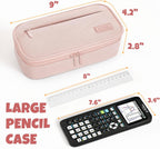 SUNEE Large Capacity Pencil Case, Pink - Close-up