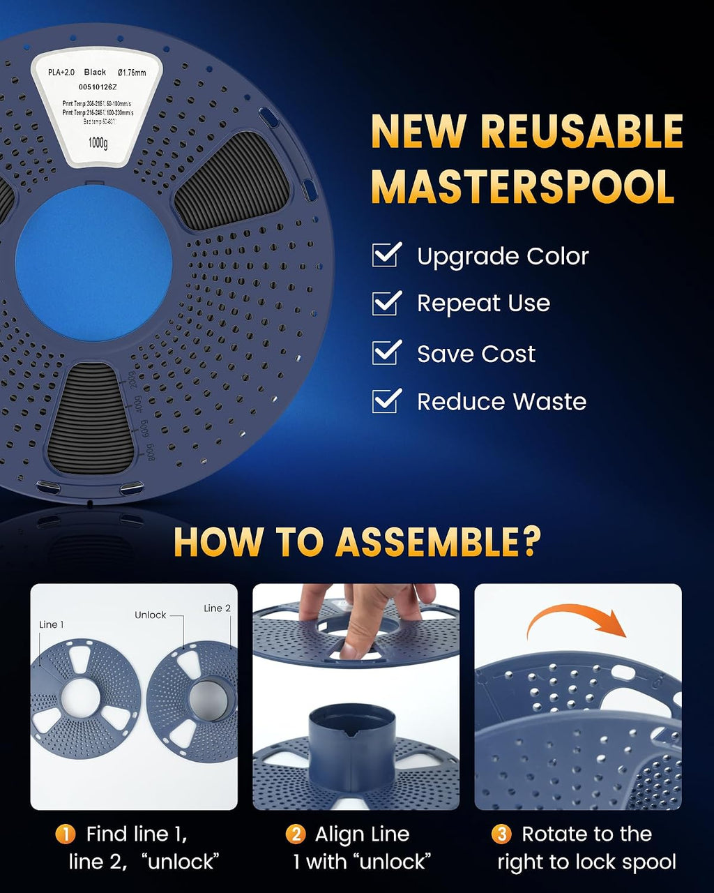 SUNLU PLA+ 2.0 Filament Bundle, 4kg - Close-up