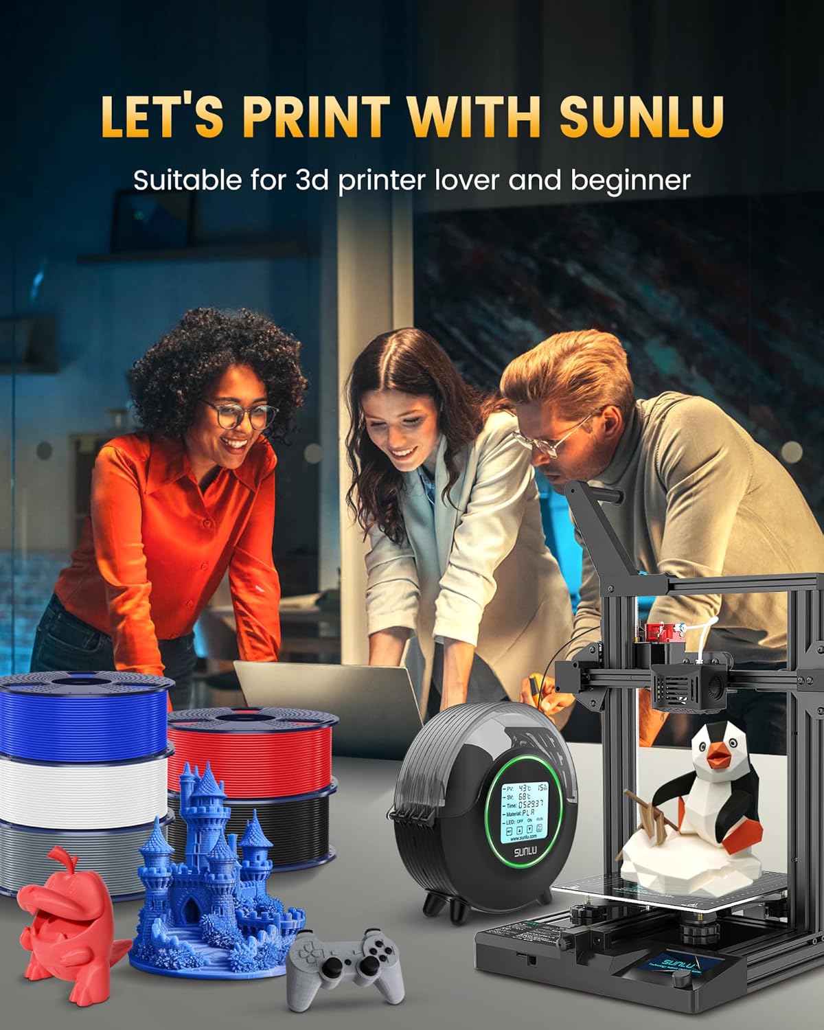 SUNLU PLA+ 2.0 Filament Bundle, 4kg - Feature highlight