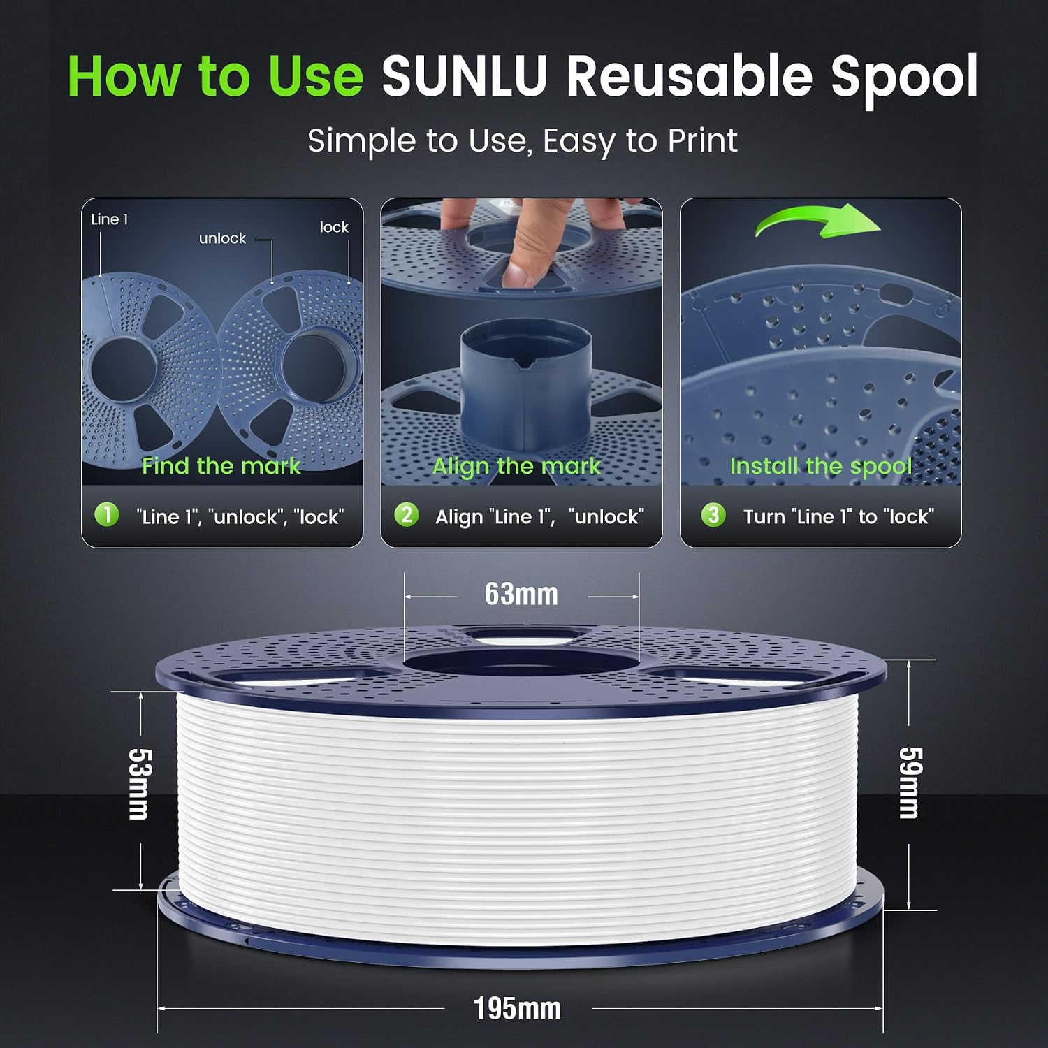 SUNLU PLA 3D Printer Filament 1.75mm, 1kg - Packaging