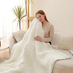 Super Bulky Chenille Blanket Yarn, Cream - 4 Skeins - In use