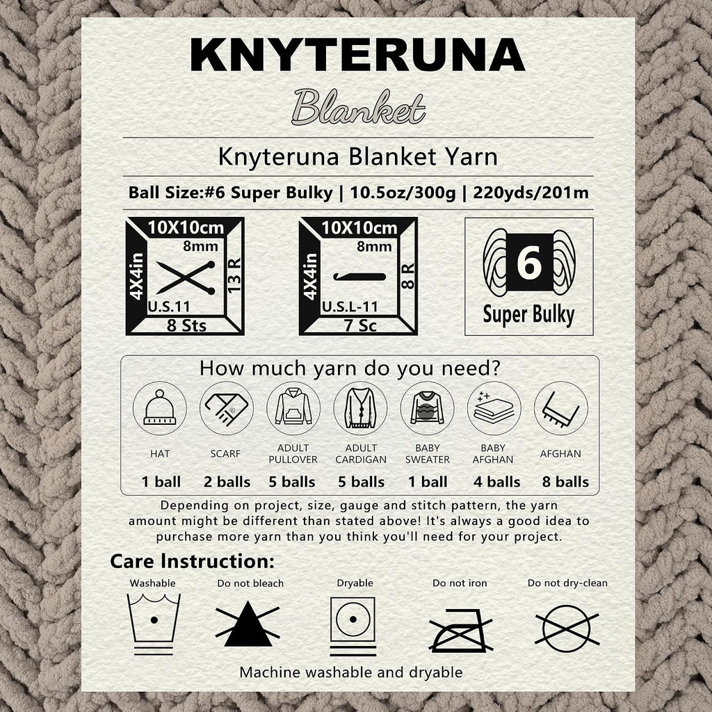 Super Bulky Chenille Blanket Yarn, Cream - 4 Skeins - Additional view