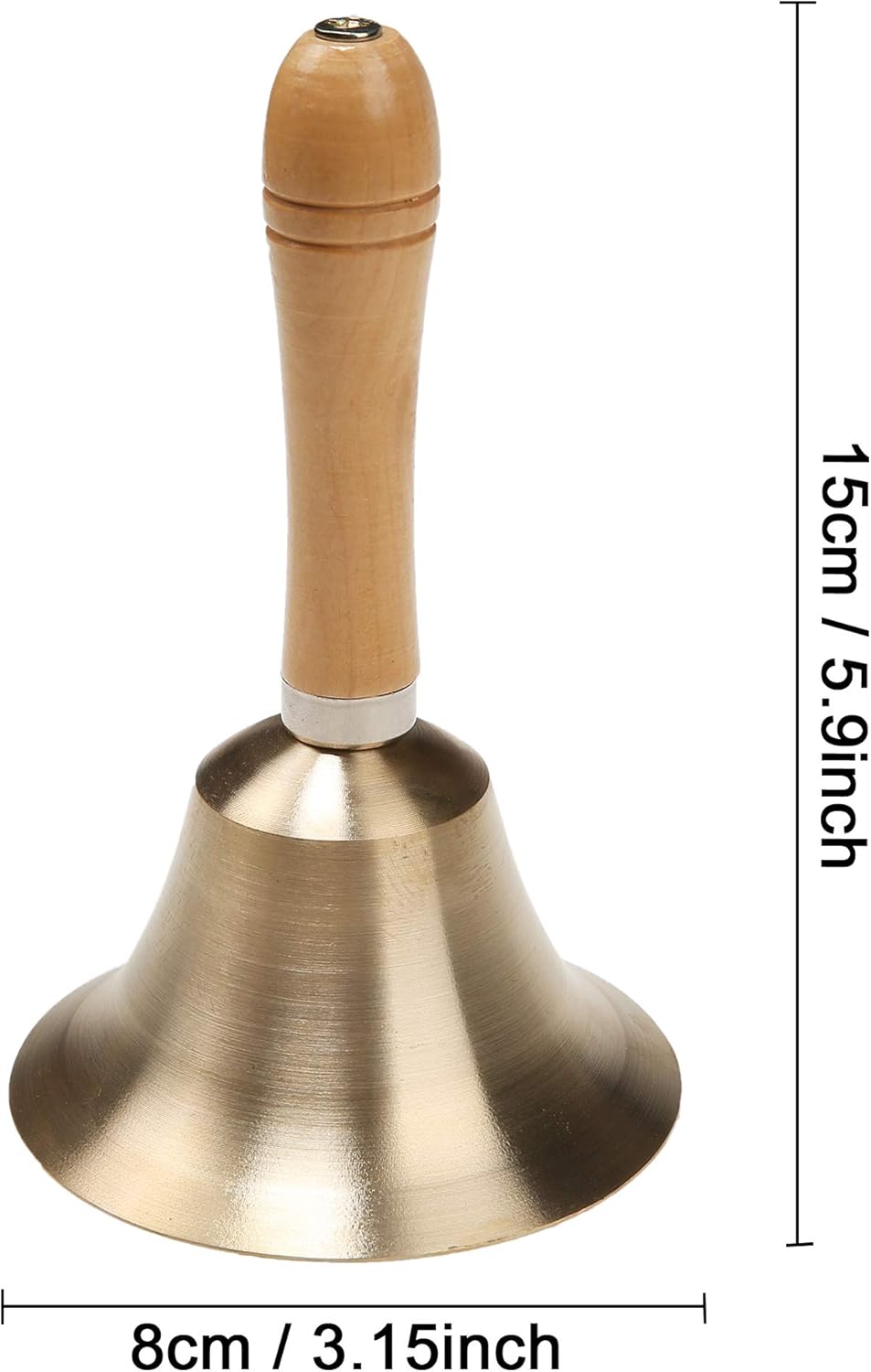 Solid Brass Hand Call Bell, Loud Ring - Detail view