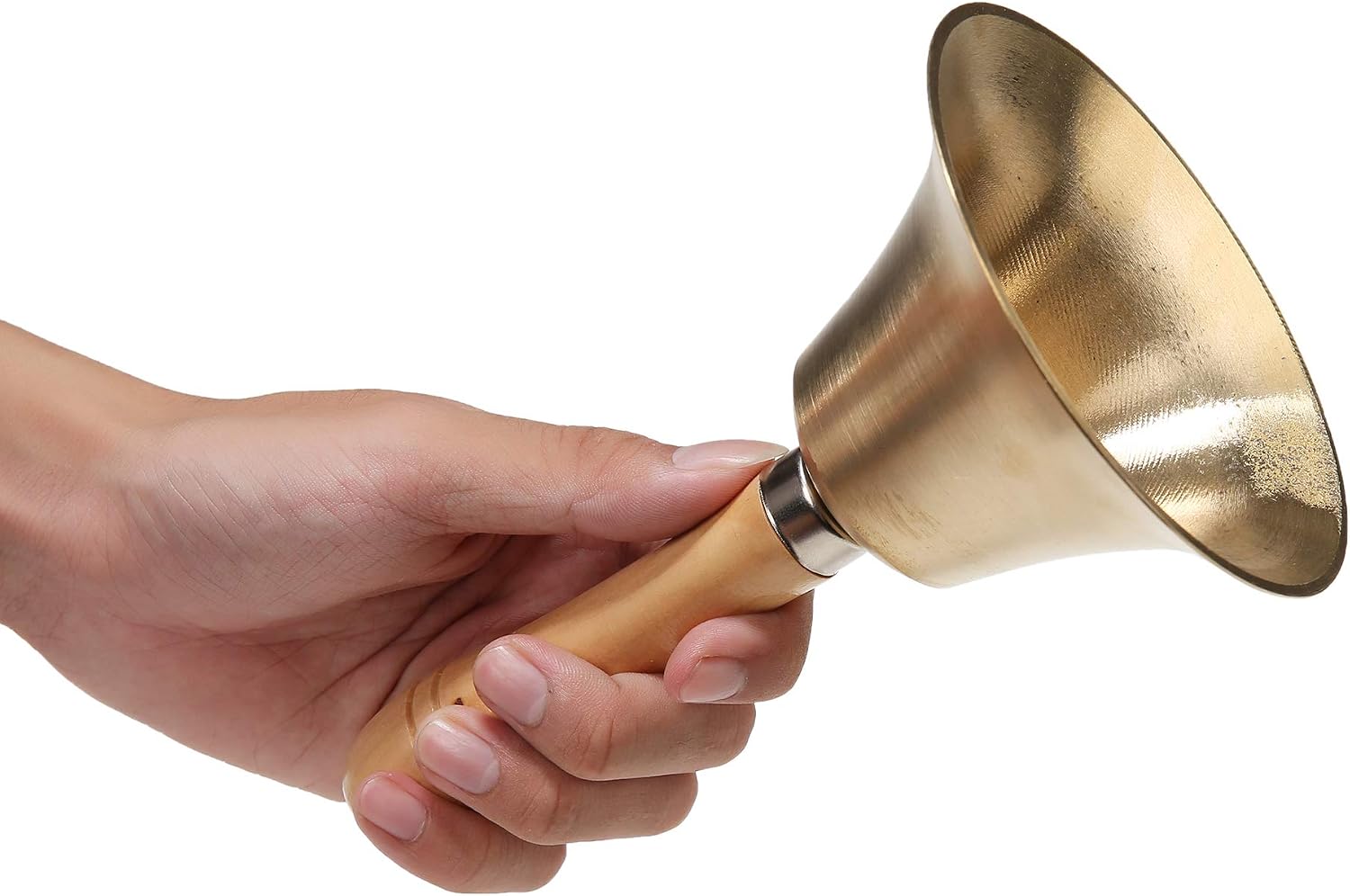 Solid Brass Hand Call Bell, Loud Ring - Close-up