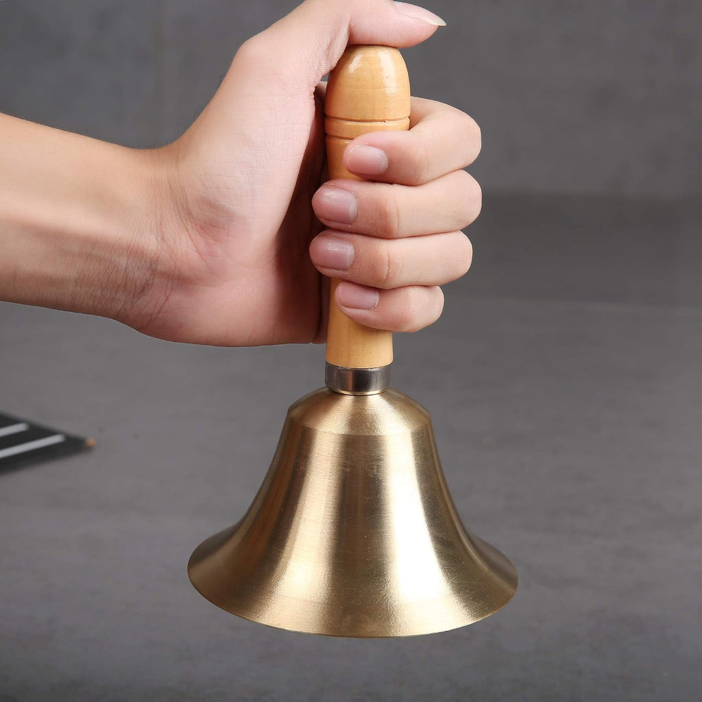 Solid Brass Hand Call Bell, Loud Ring - In use