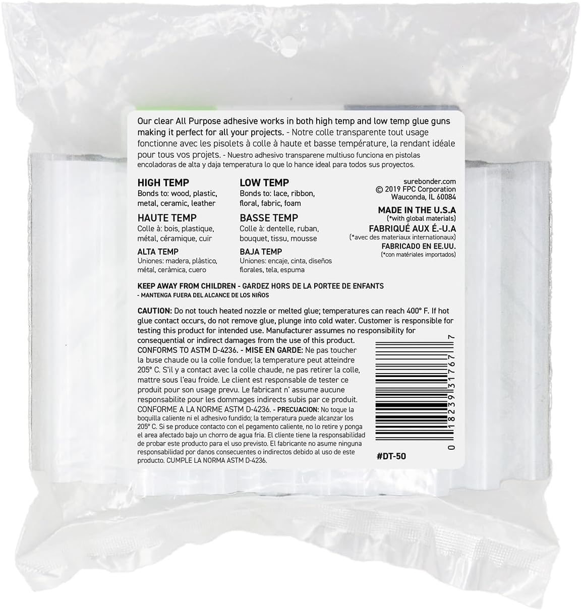 Surebonder Hot Glue Sticks, 50-Pack, Clear - Detail view