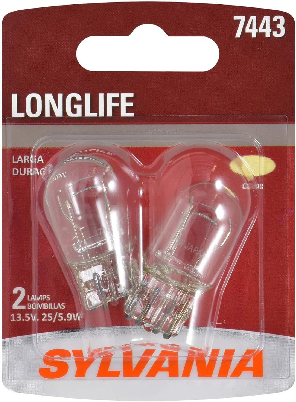 SYLVANIA 7443 Long Life Miniature Bulb, 2-Pack