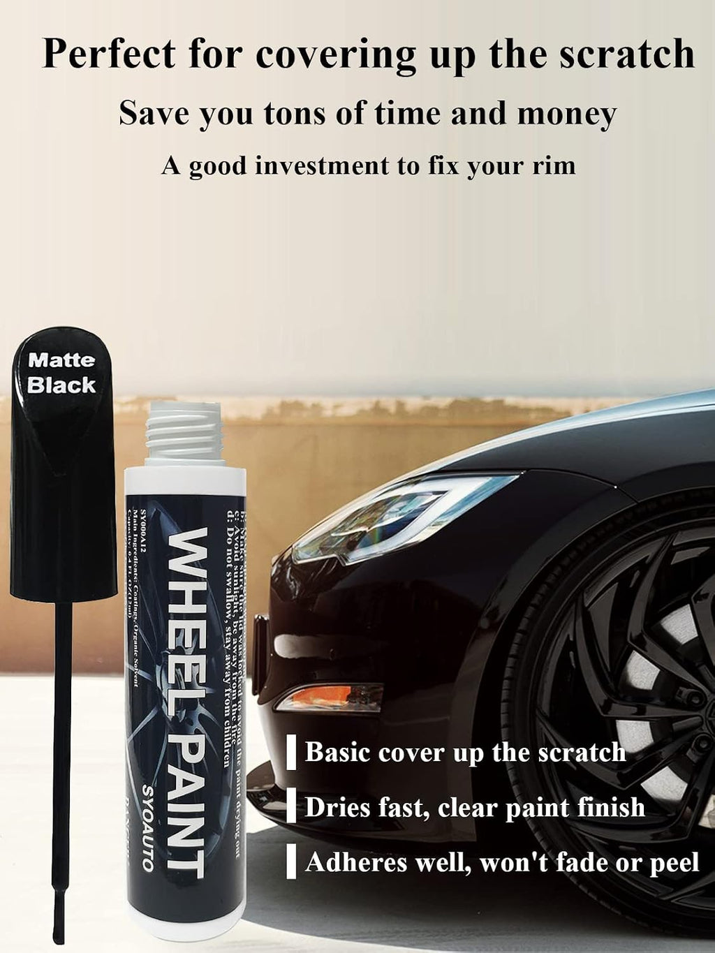SYOAUTO Matte Black Rim Touch Up Paint Pen - Packaging