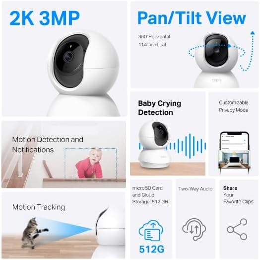 Tapo 2K Pan Tilt Security Camera, 2-Pack - Alternate angle