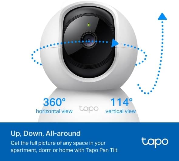 Tapo 2K Pan Tilt Security Camera, 2-Pack - Size reference