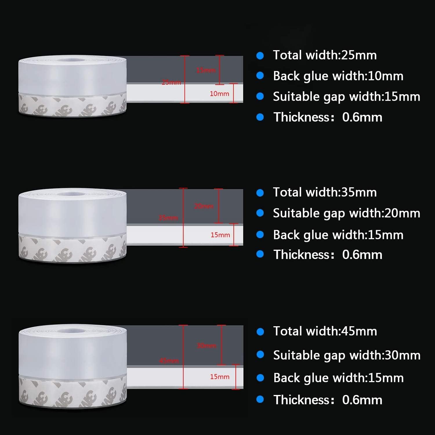 TAROSE Silicone Door Seal Strip, 16 Feet - Detail view