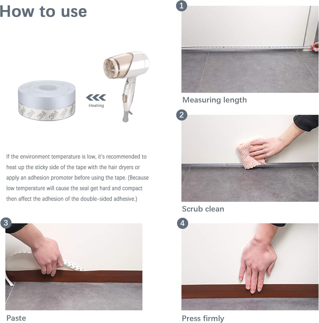 TAROSE Silicone Door Seal Strip, 16 Feet - Size reference