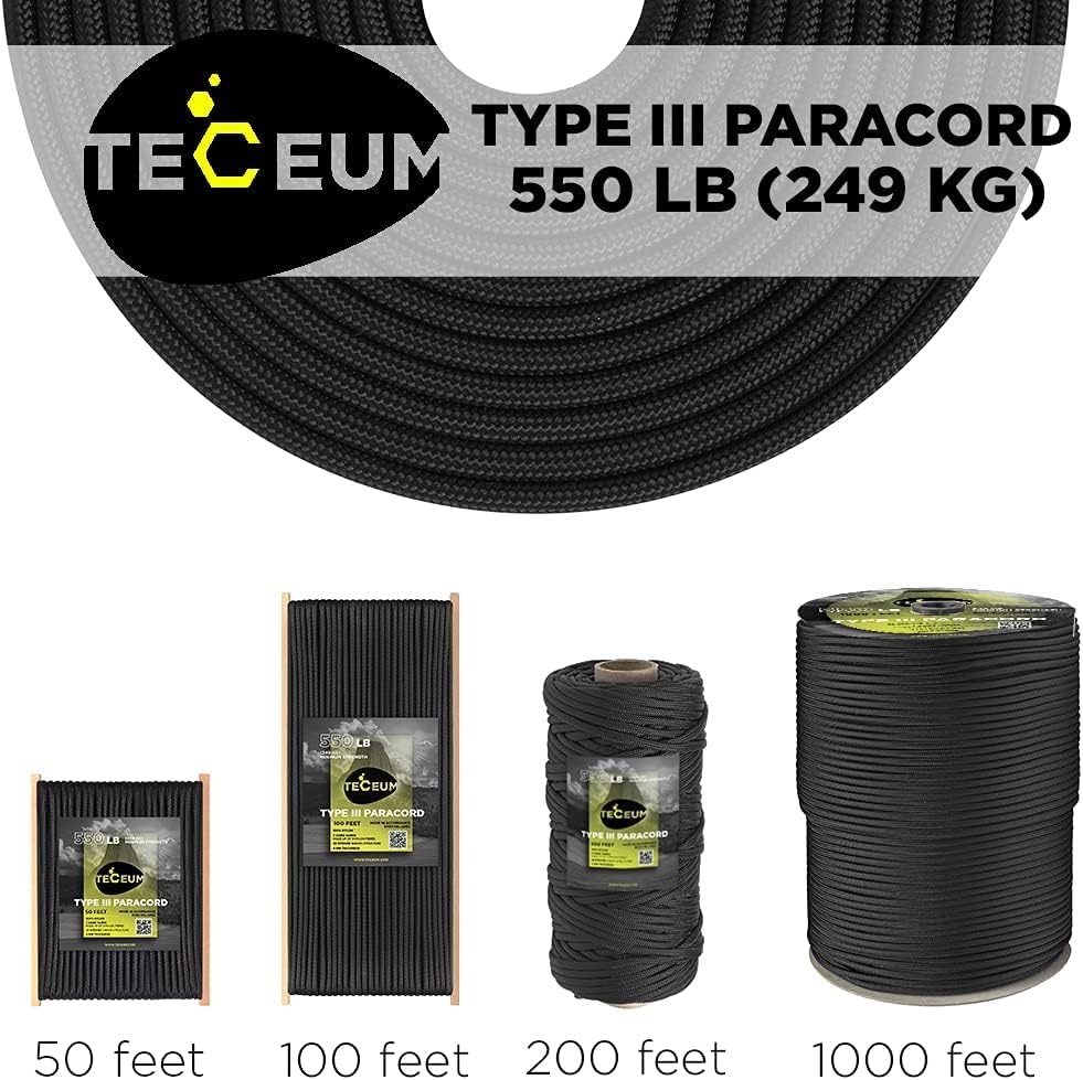 TECEUM Paracord Rope 5/32 Inch, 4mm - Feature highlight