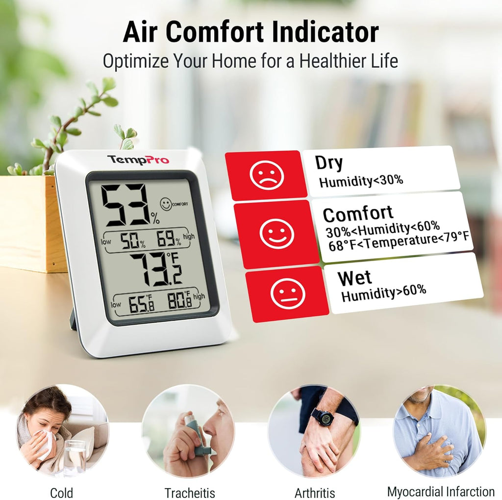 TempPro TP50 Digital Hygrometer Thermometer - Detail view