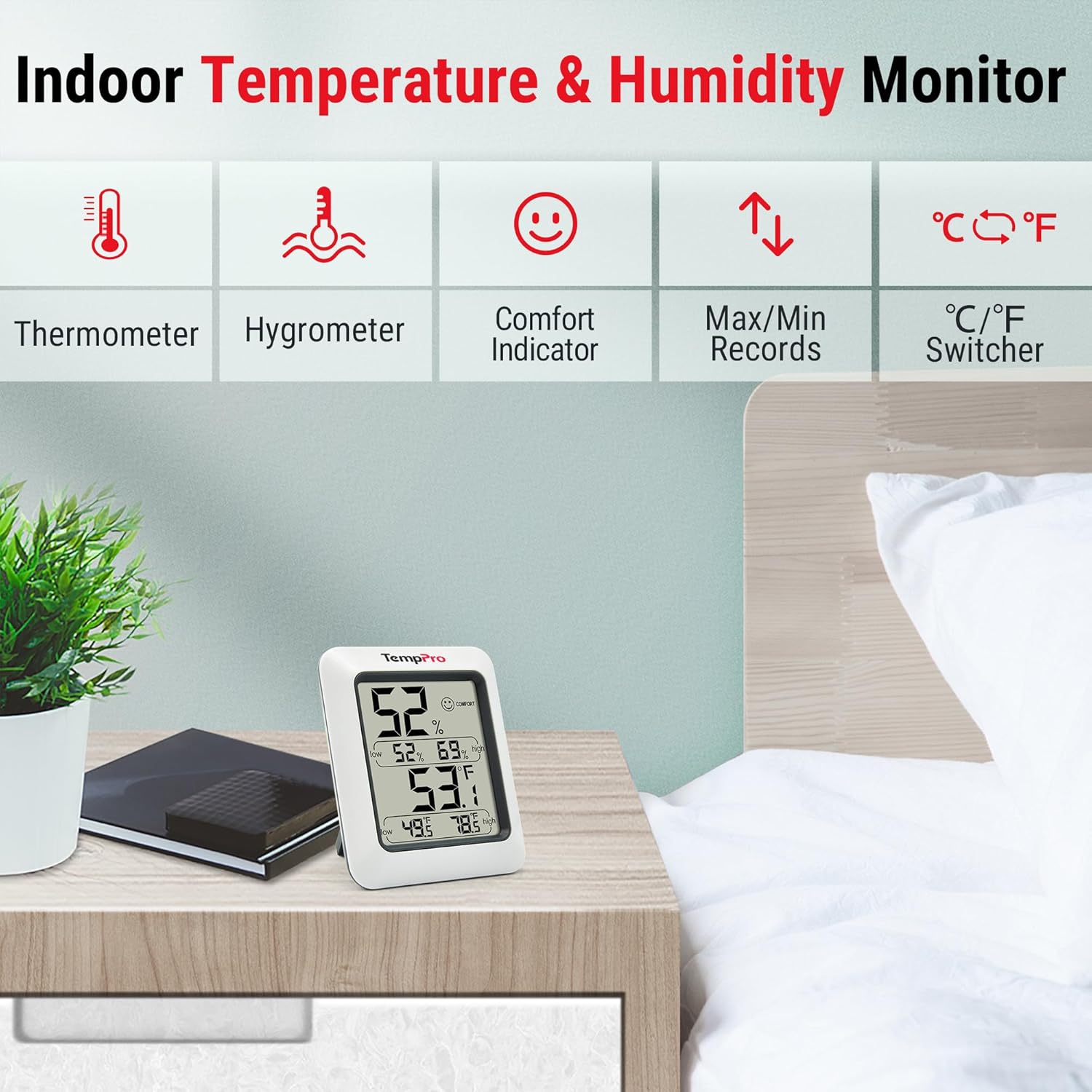 TempPro TP50 Digital Hygrometer Thermometer - In use