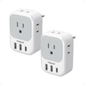 TESSAN 2 Pack European Travel Plug Adapter 4 Outlets 3 USB