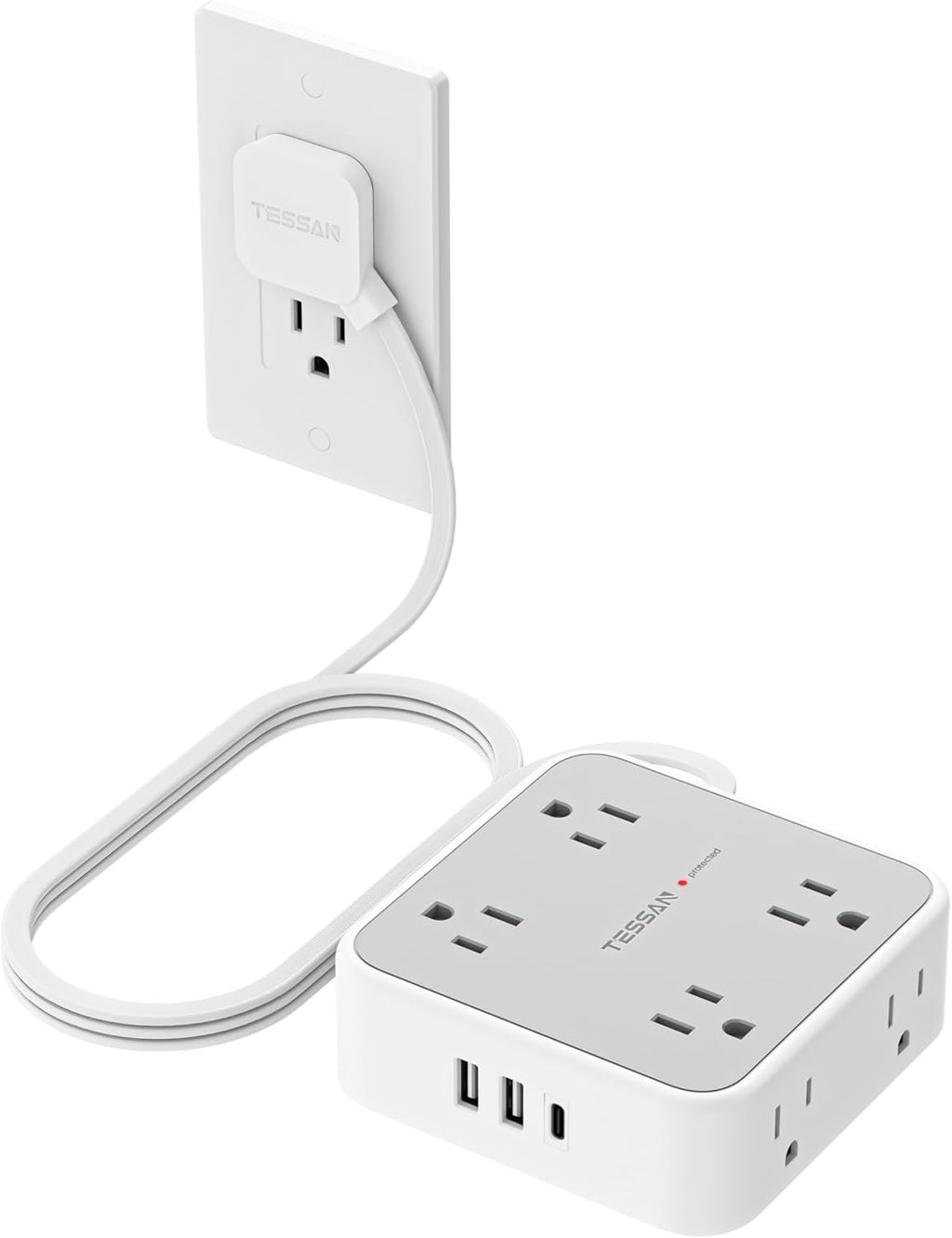 TESSAN Surge Protector Power Strip 8 Outlets 3 USB