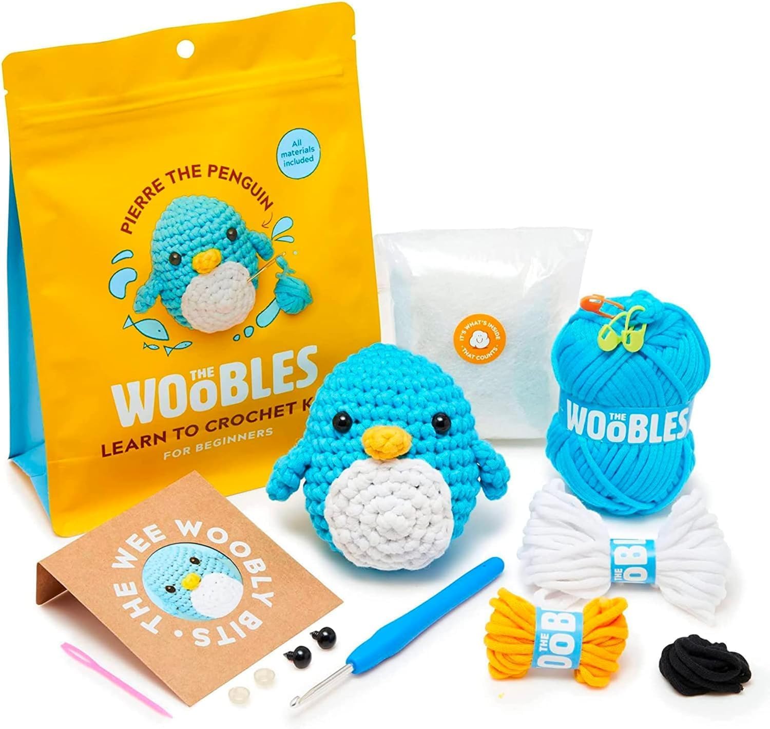 The Woobles Crochet Kit for Beginners, Pierre Penguin