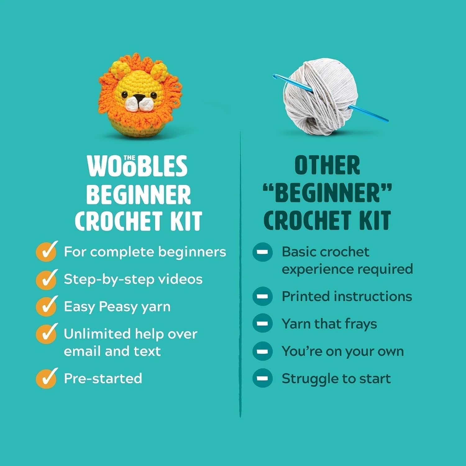 The Woobles Crochet Kit for Beginners, Pierre Penguin - In use