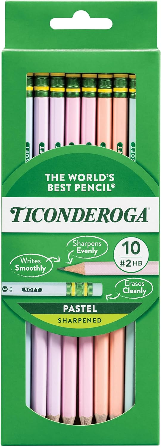 Ticonderoga Pastel Pencils Assorted, Pack of 10