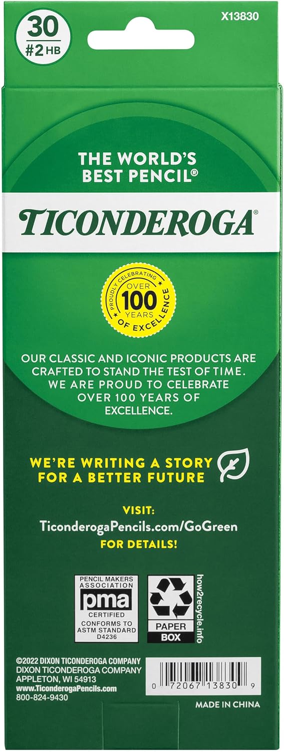 Ticonderoga Wood Cased Pencils #2 HB, 30 Count - Close-up