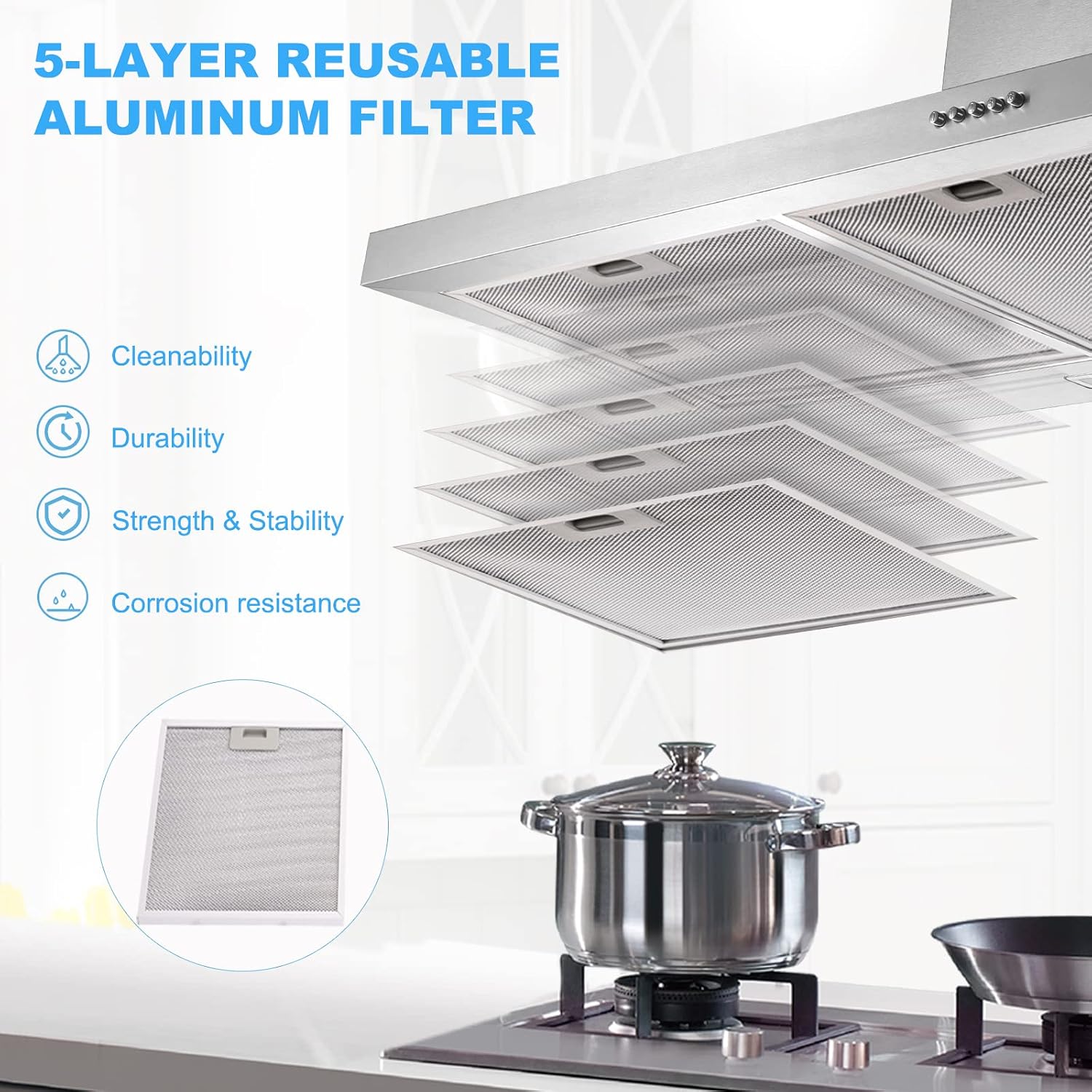 Tieasy 30 Inch Wall Mount Range Hood, 450 CFM - Size reference