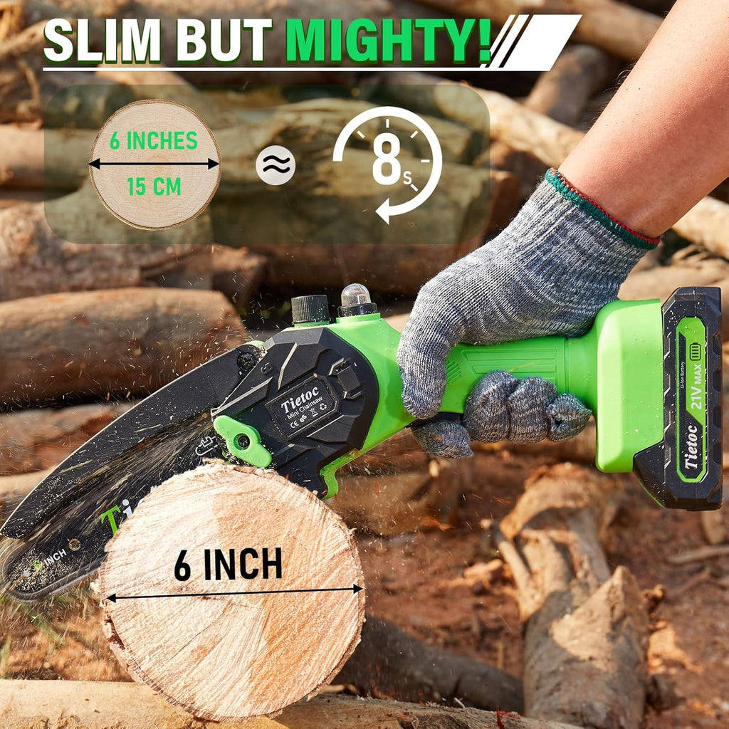Tietoc 6 Inch Cordless Mini Electric Chainsaw - Detail view