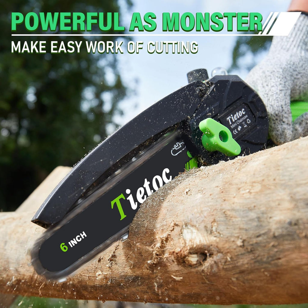 Tietoc 6 Inch Cordless Mini Electric Chainsaw - In use