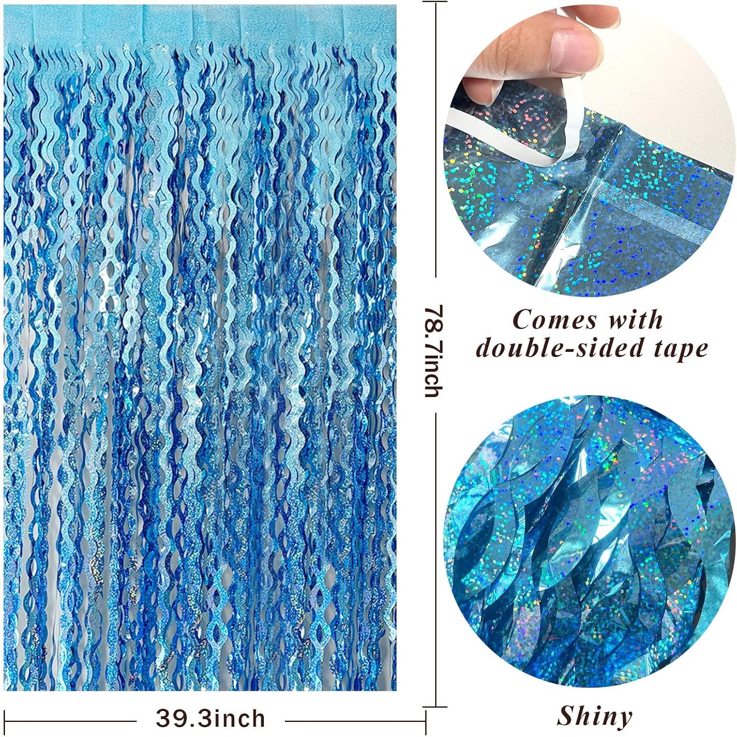 BOMSI Tinsel Foil Fringe Backdrop Curtains - Detail view