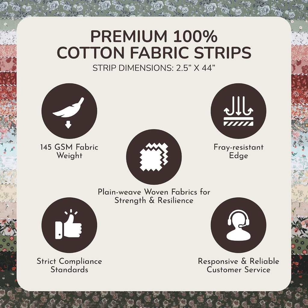 Tinyspool Twirlie Roll 40 Precut Fabric Strips - Size reference