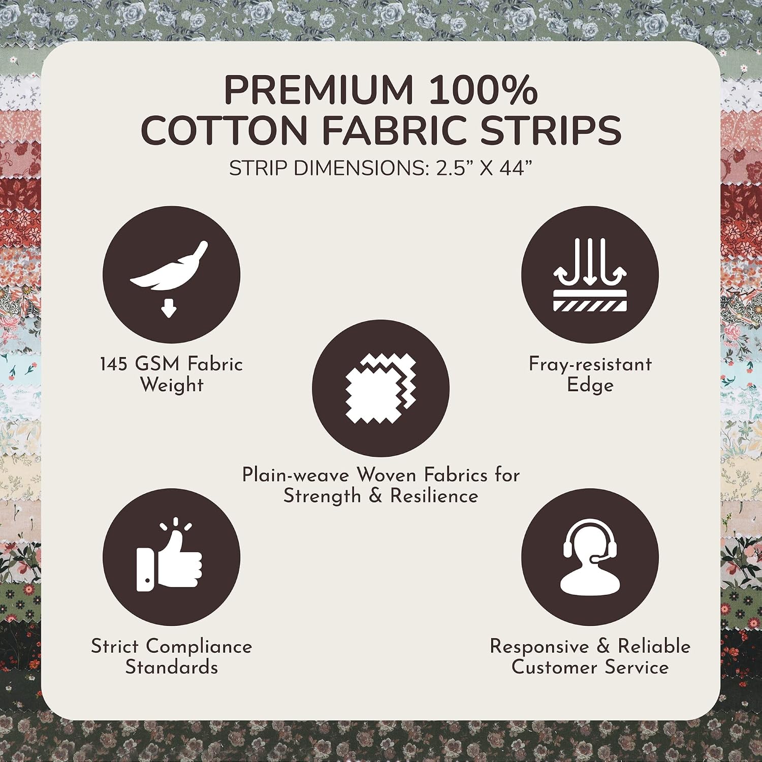 Tinyspool Twirlie Roll 40 Precut Fabric Strips - Size reference