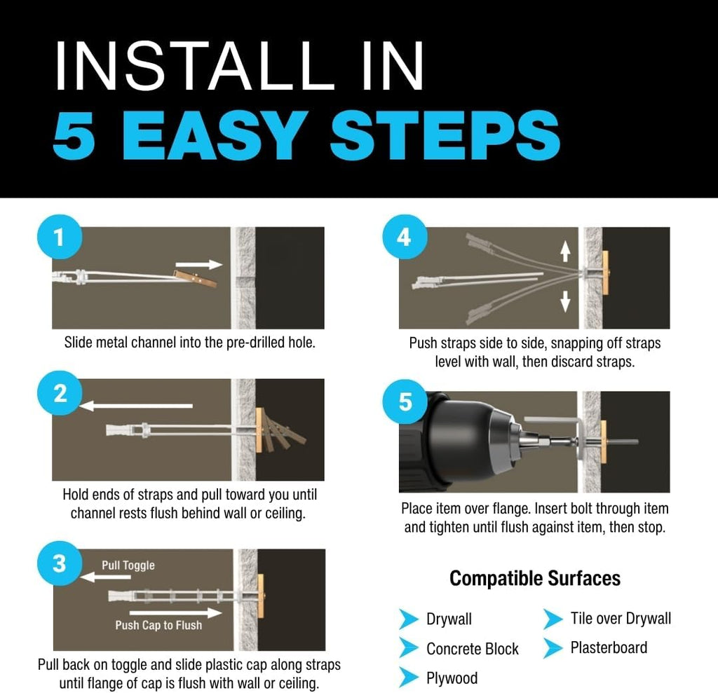 TOGGLER SNAPTOGGLE Drywall Anchors, 20 Pack - Size reference
