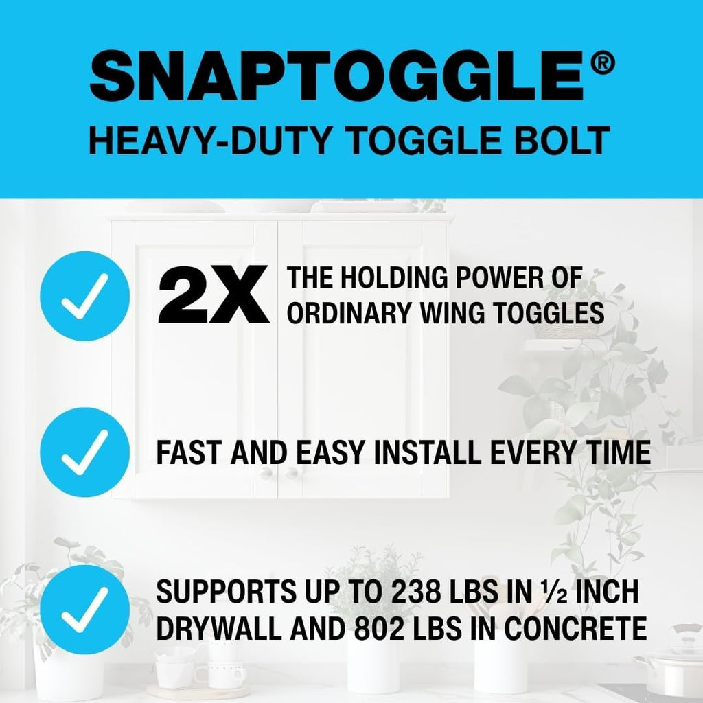 TOGGLER SNAPTOGGLE Drywall Anchors, 20 Pack - In use