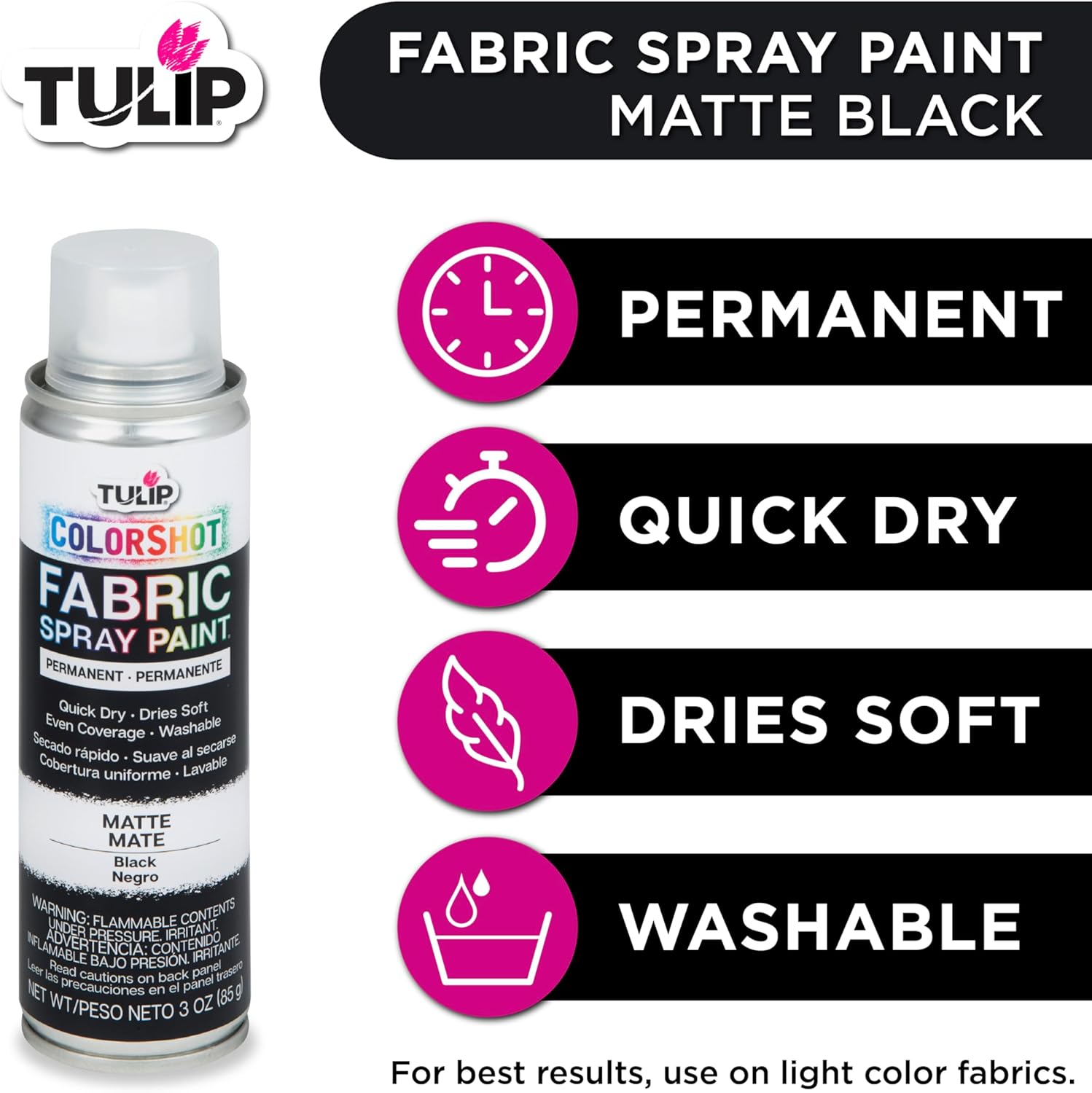 Tulip ColorShot Fabric Spray Paint, Black - Detail view