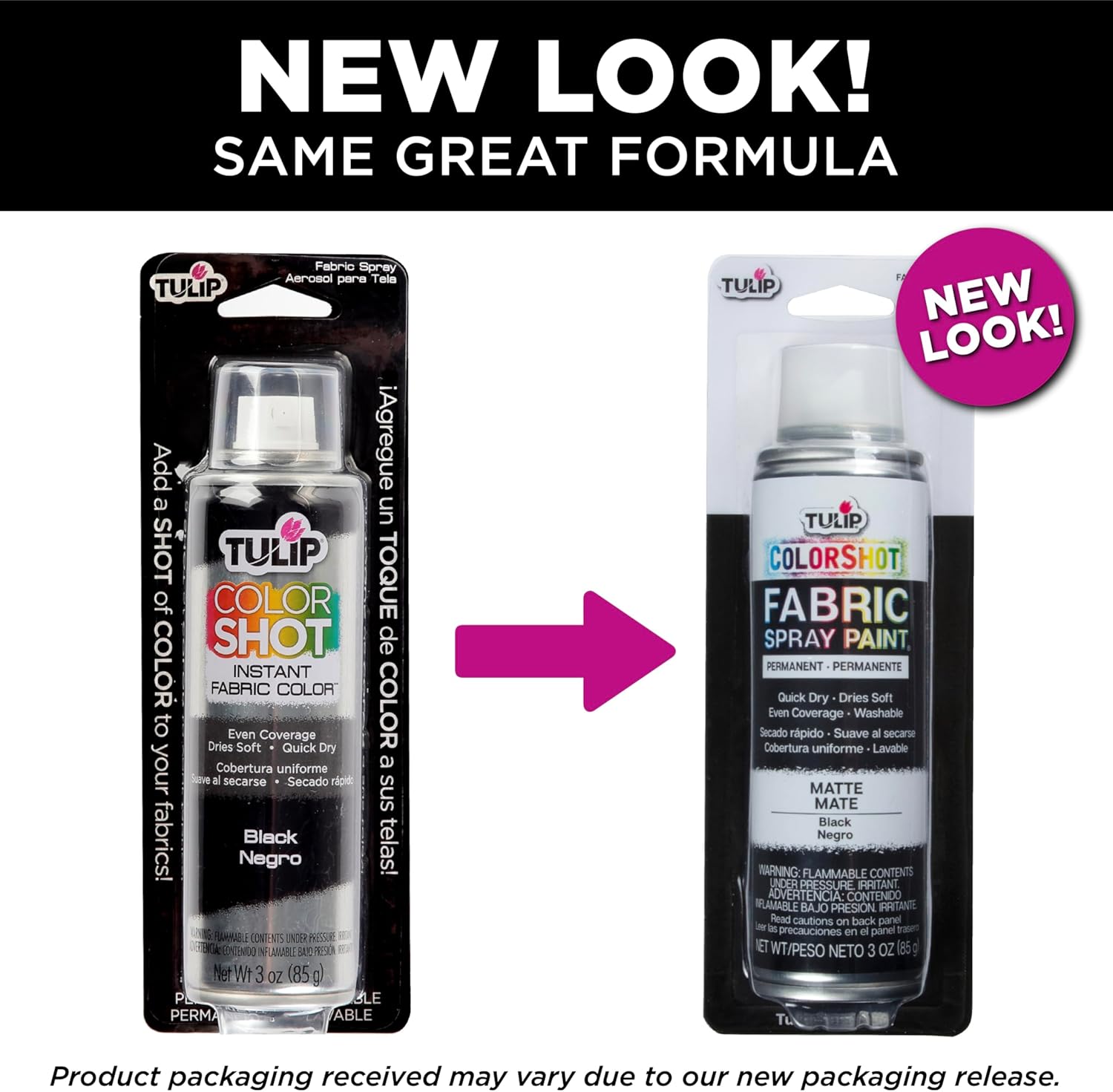 Tulip ColorShot Fabric Spray Paint, Black - Size reference