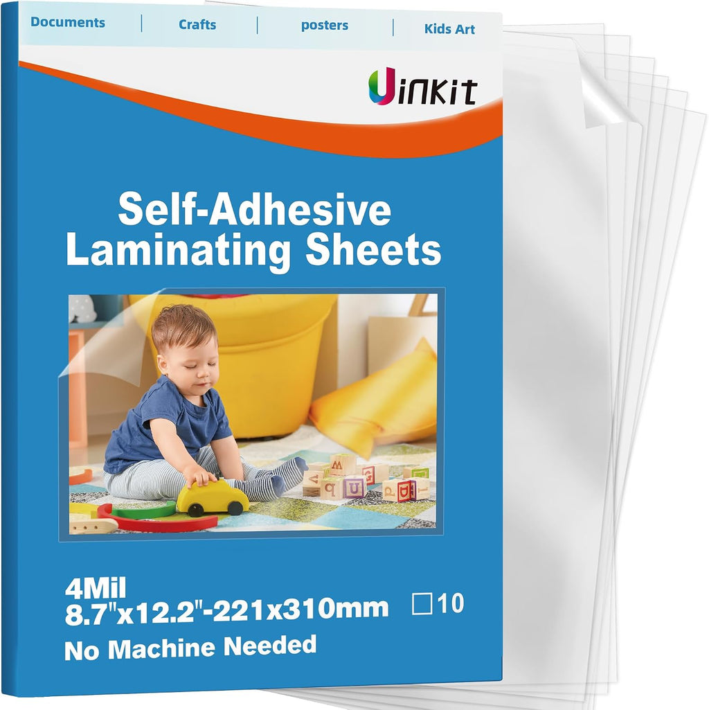 Uinkit Self-Adhesive Laminating Sheets, 10 Pack