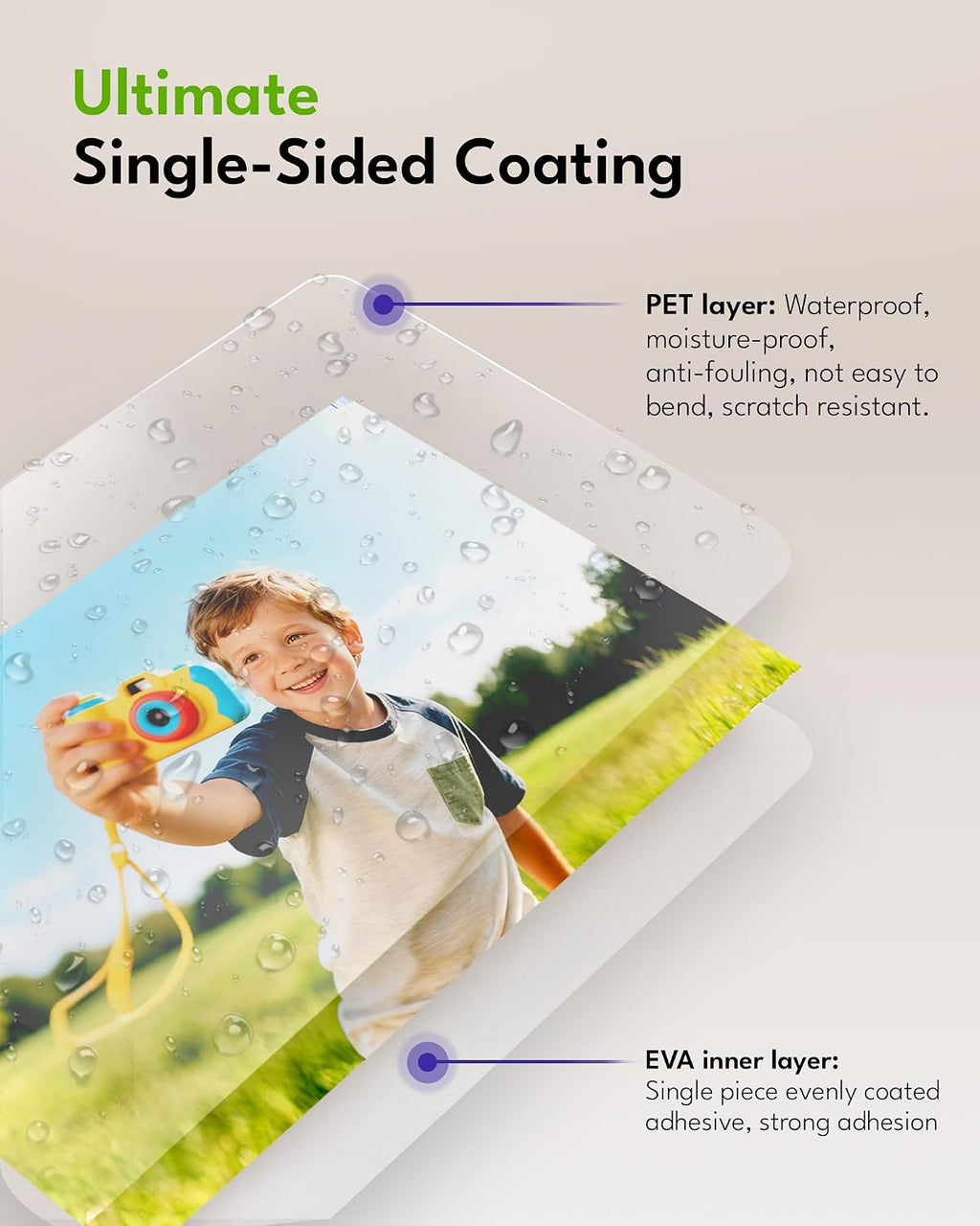 Uinkit Self-Adhesive Laminating Sheets, 10 Pack - Feature highlight